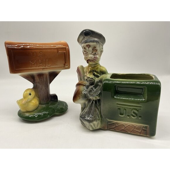 Royal Copley MCM Mailbox Design Planters, Set of 2, Collectible Home Decor Vtg - Picture 4 of 16